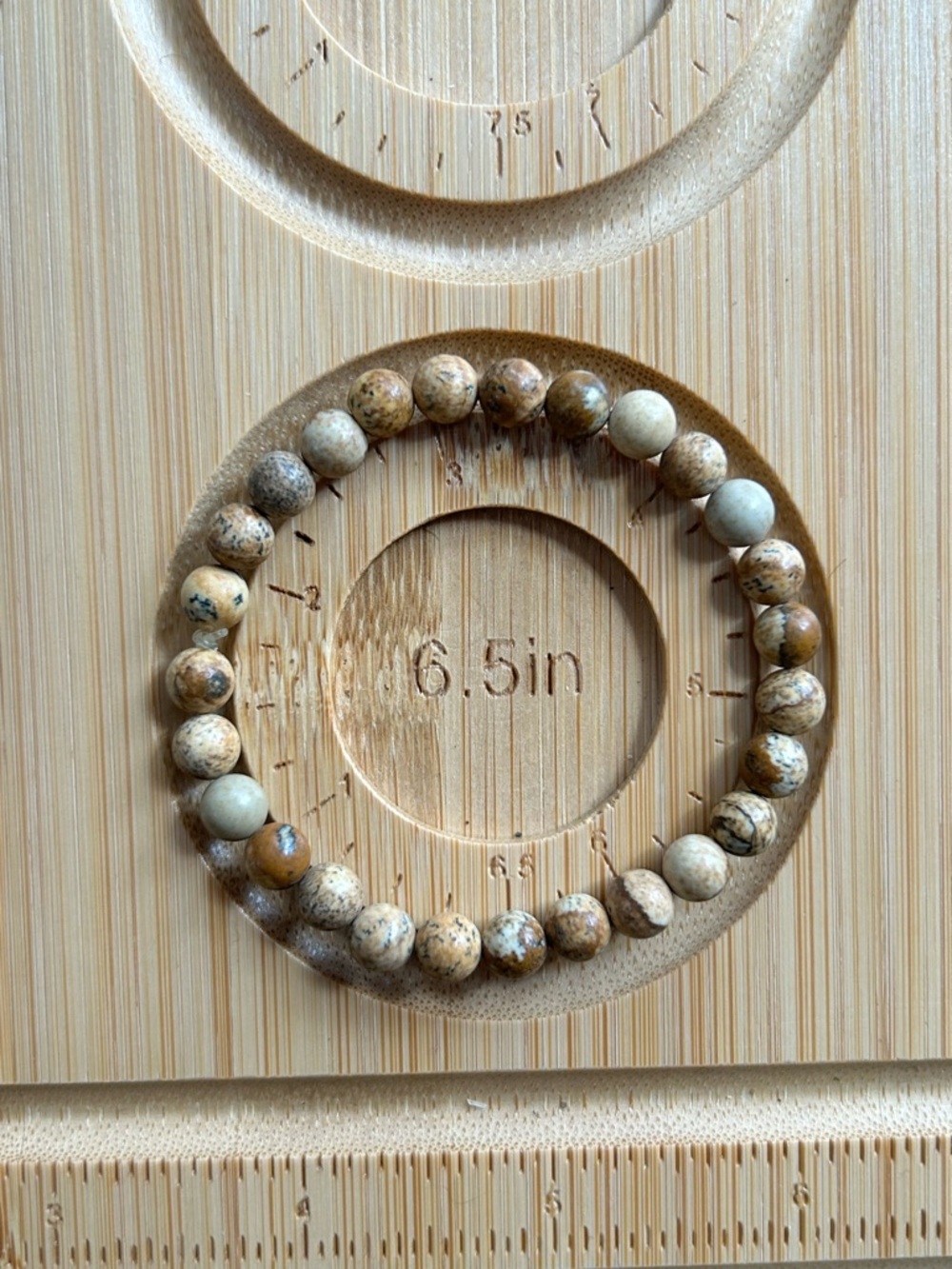Natural Picture Jasper Beaded Stretch Bracelet
